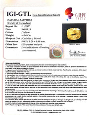 4.94/CT Natural Yellow Sapphire With Govt Lab Certificate-67710
